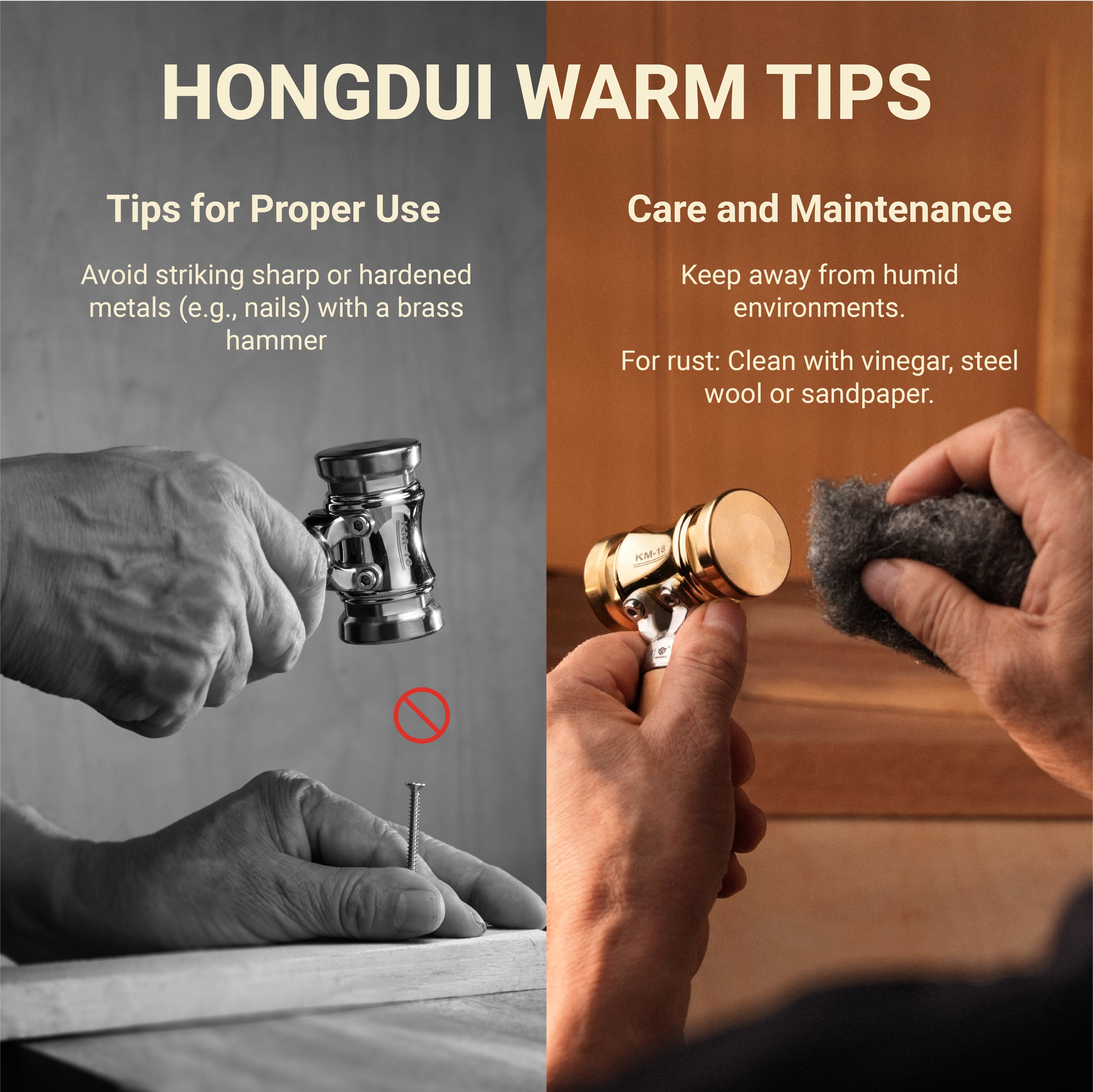 HONGDUI KM18 Brass Mallet Hammer