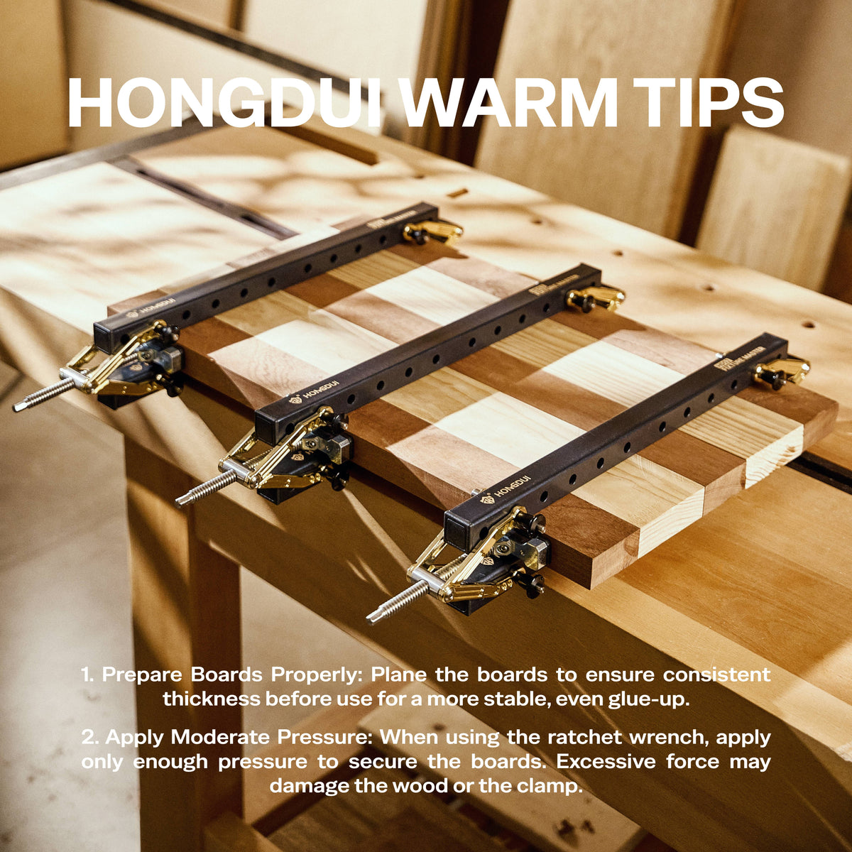 HONGDUI HD52 4-Way Pressure Non-Stick Wood Glue Panel Clamp